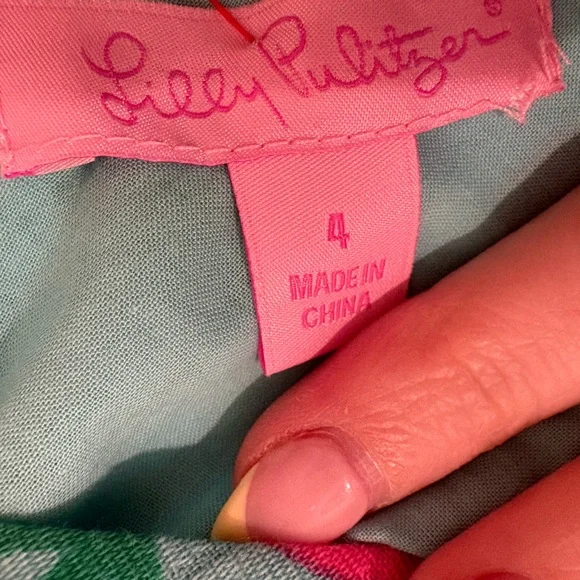 Lilly Pulitzer Floral V-Neck Printed Dress Size 4 Dobby Fabric Blossom Lined 💐 - Picture 4 of 4